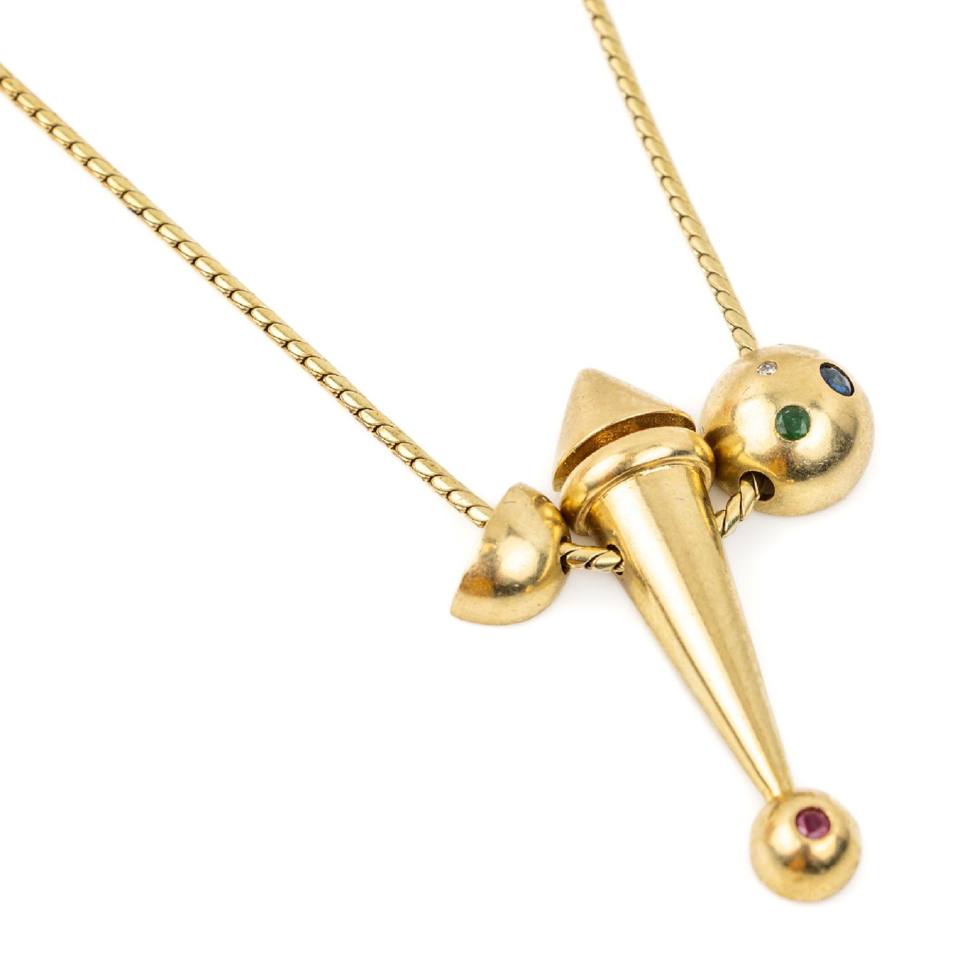 14 kt Gold Design-Collier,   GG 585/000, 3 verschieden