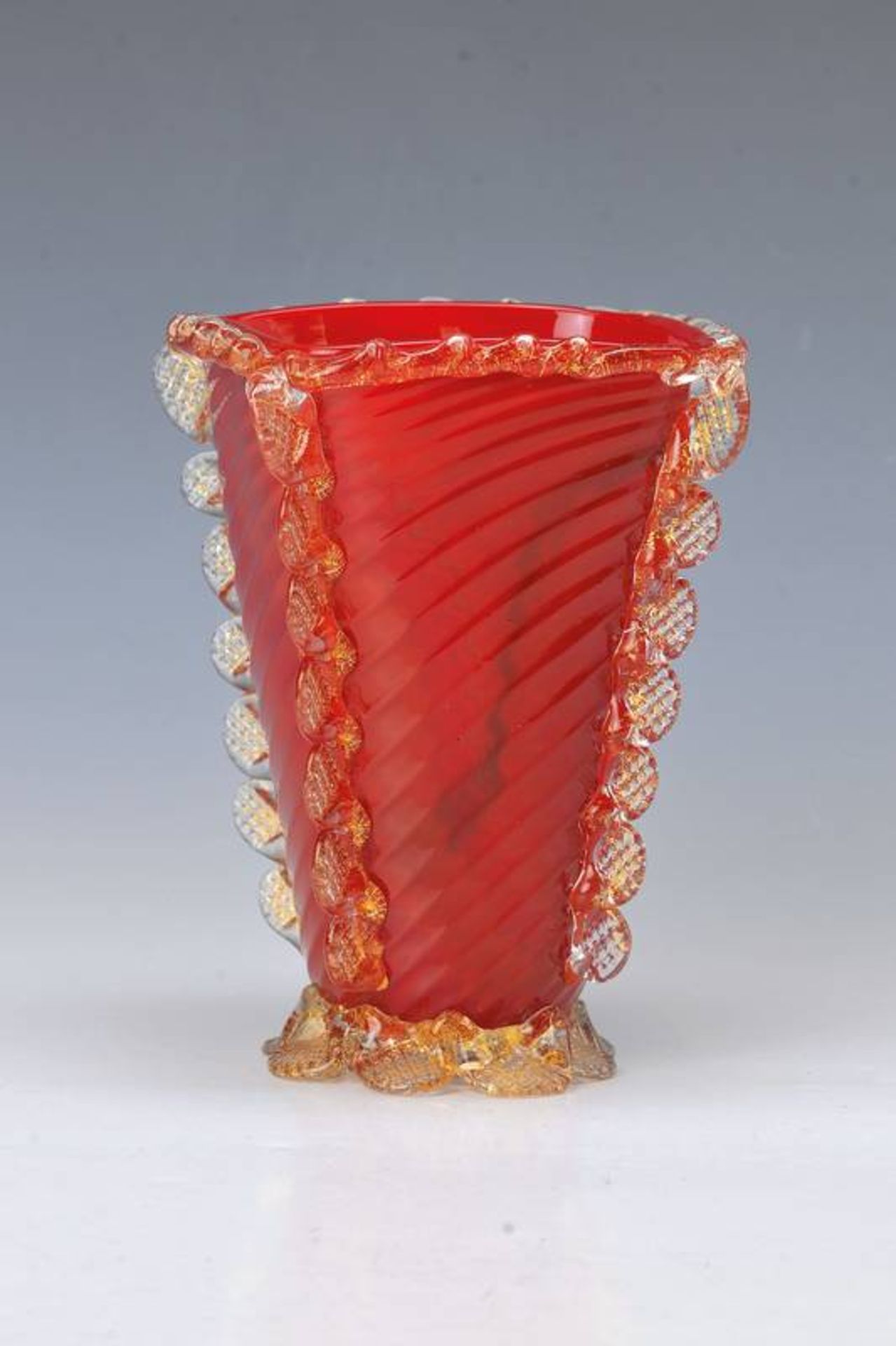 Vase, Barovier & Toso, 40er Jahre,  farbloses Glas, mit - Bild 2 aus 2