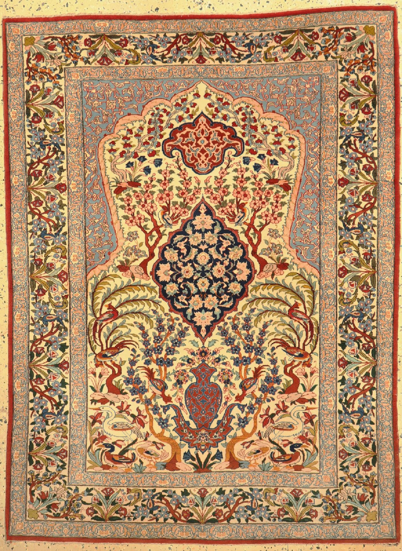 Esfahan fein, Persien, um 1950, Korkwolle auf Seide, ca.