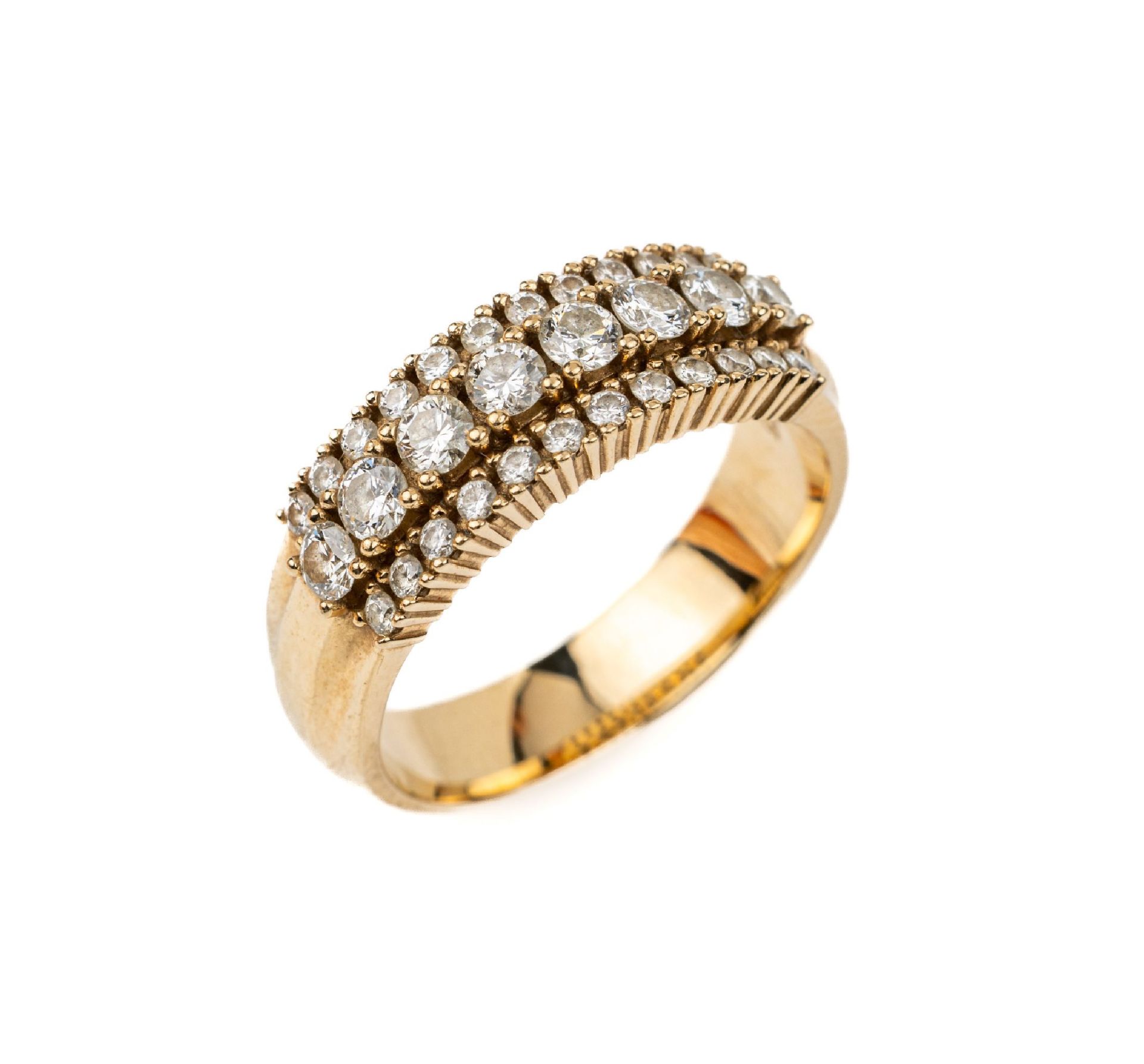 14 kt Gold Brillant-Ring, GG 585/000, 8 Brillanten zus.
