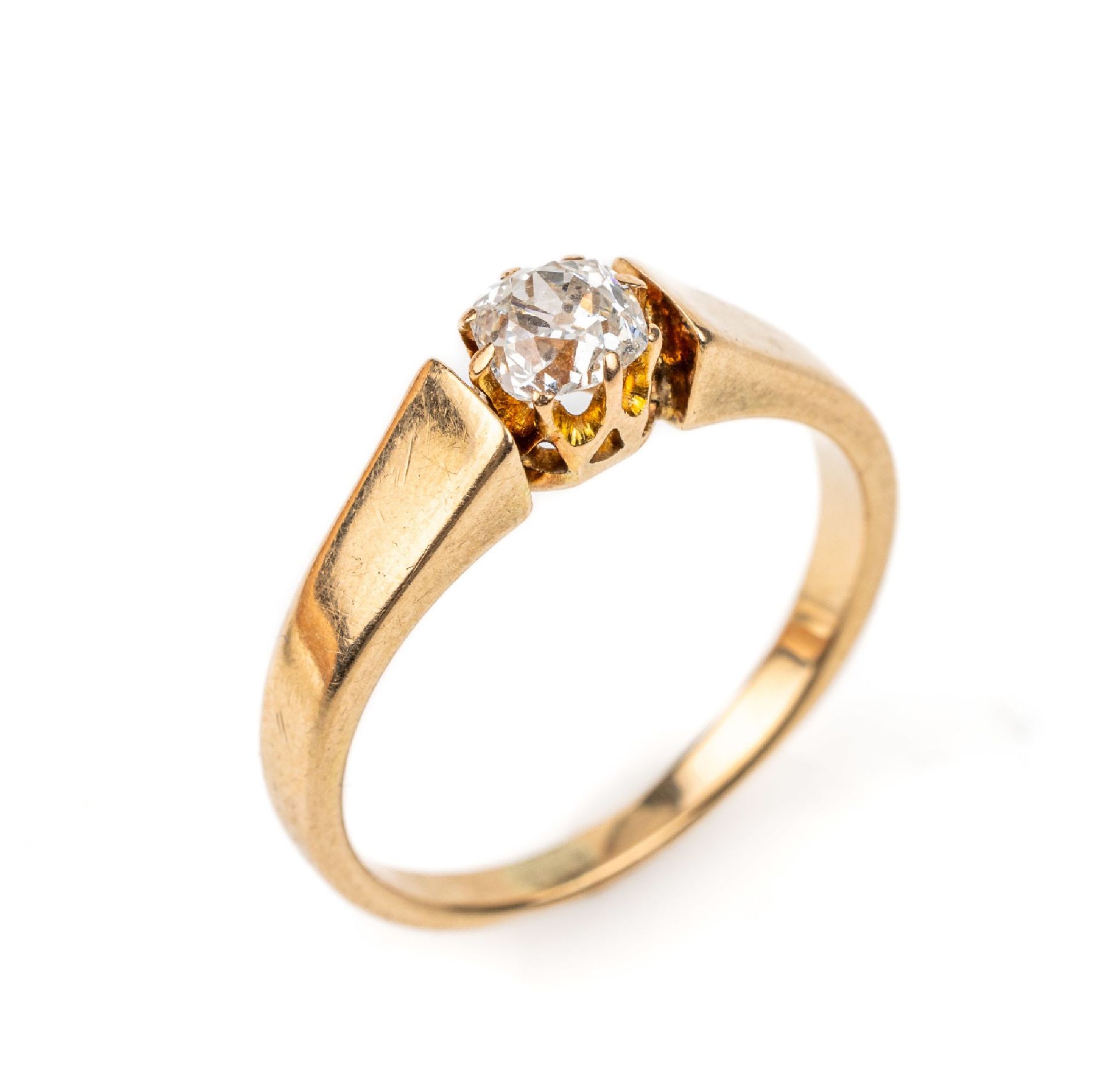 14 kt Gold Diamant-Ring,   GG 585/000 gepr.,