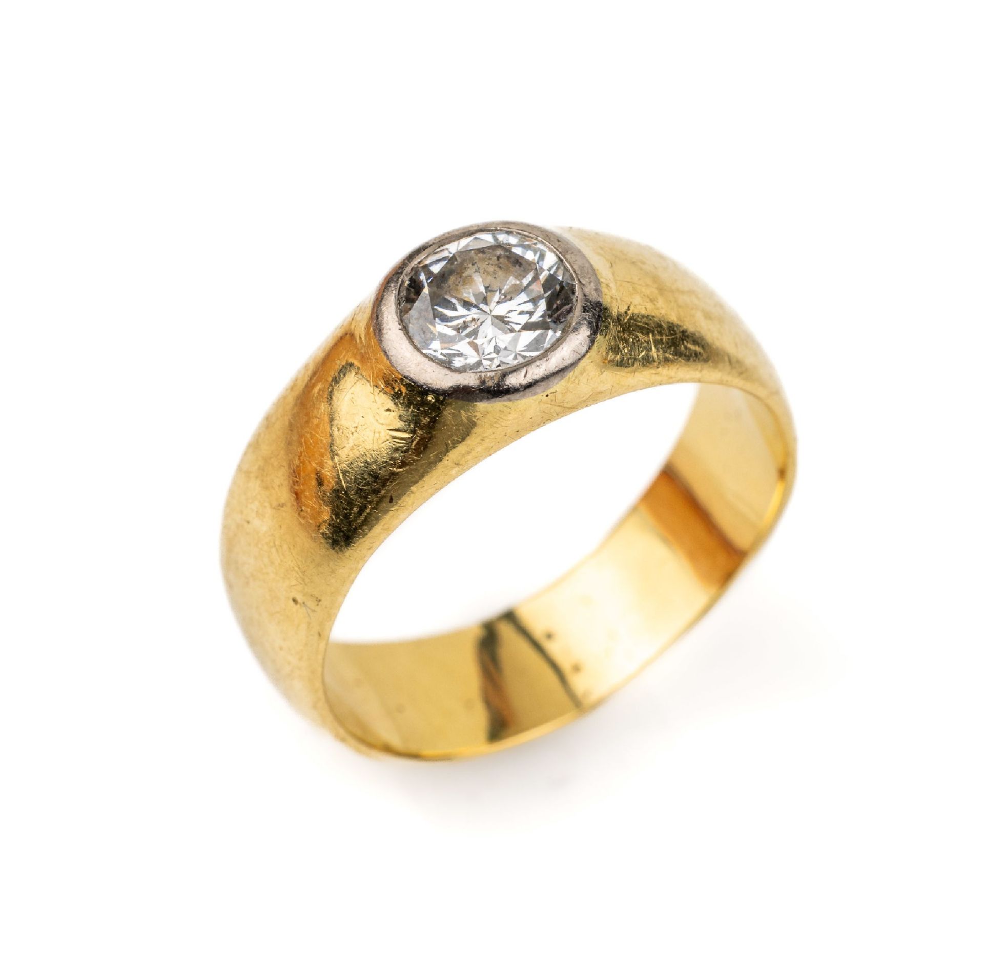 18 kt Gold Brillant-Ring,   GG 750/000, Brillant ca. 0.75