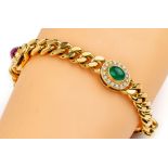 14 kt Gold Saphir-Smaragd-Rubin-Brillant Armband,   GG
