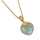 18 kt Gold Aquamarin-Brillant-Anhänger,   GG 750/000,