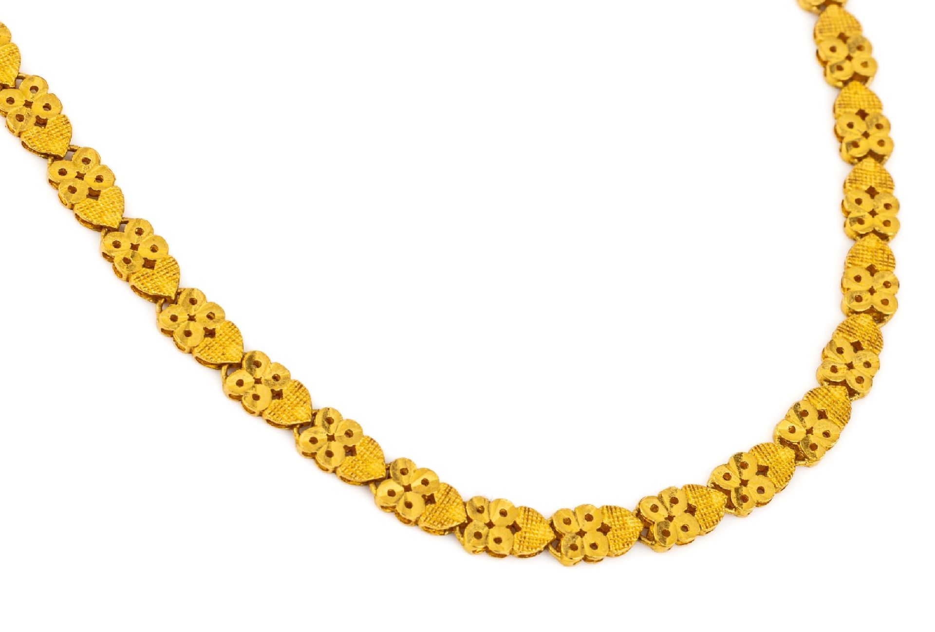 21.6 kt Gold Collier,   GG 900/000, Glieder aus runden und