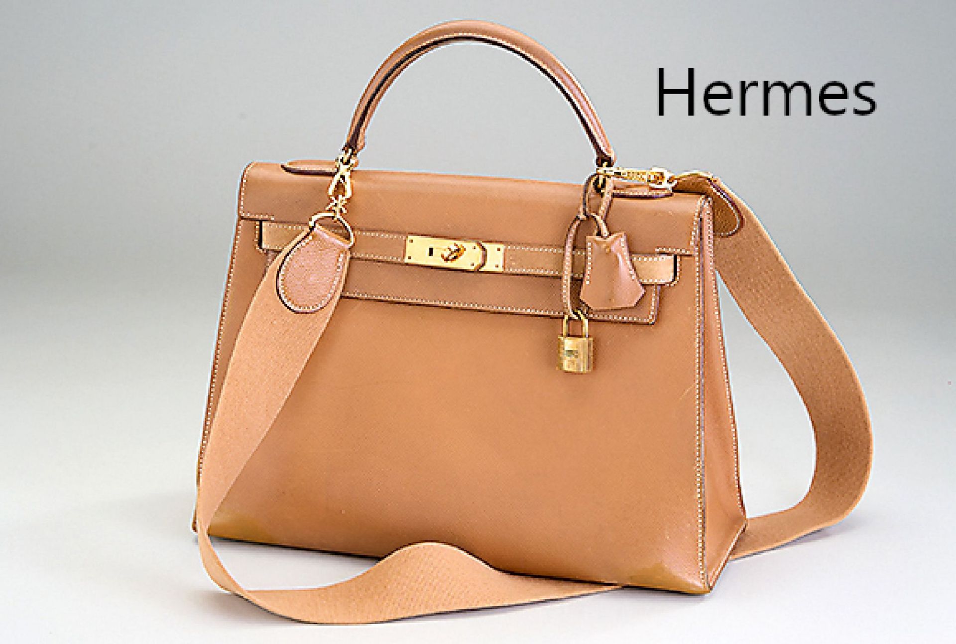 HERMES Kelly Bag 32,   Kalbsleder in Curry, 1990,