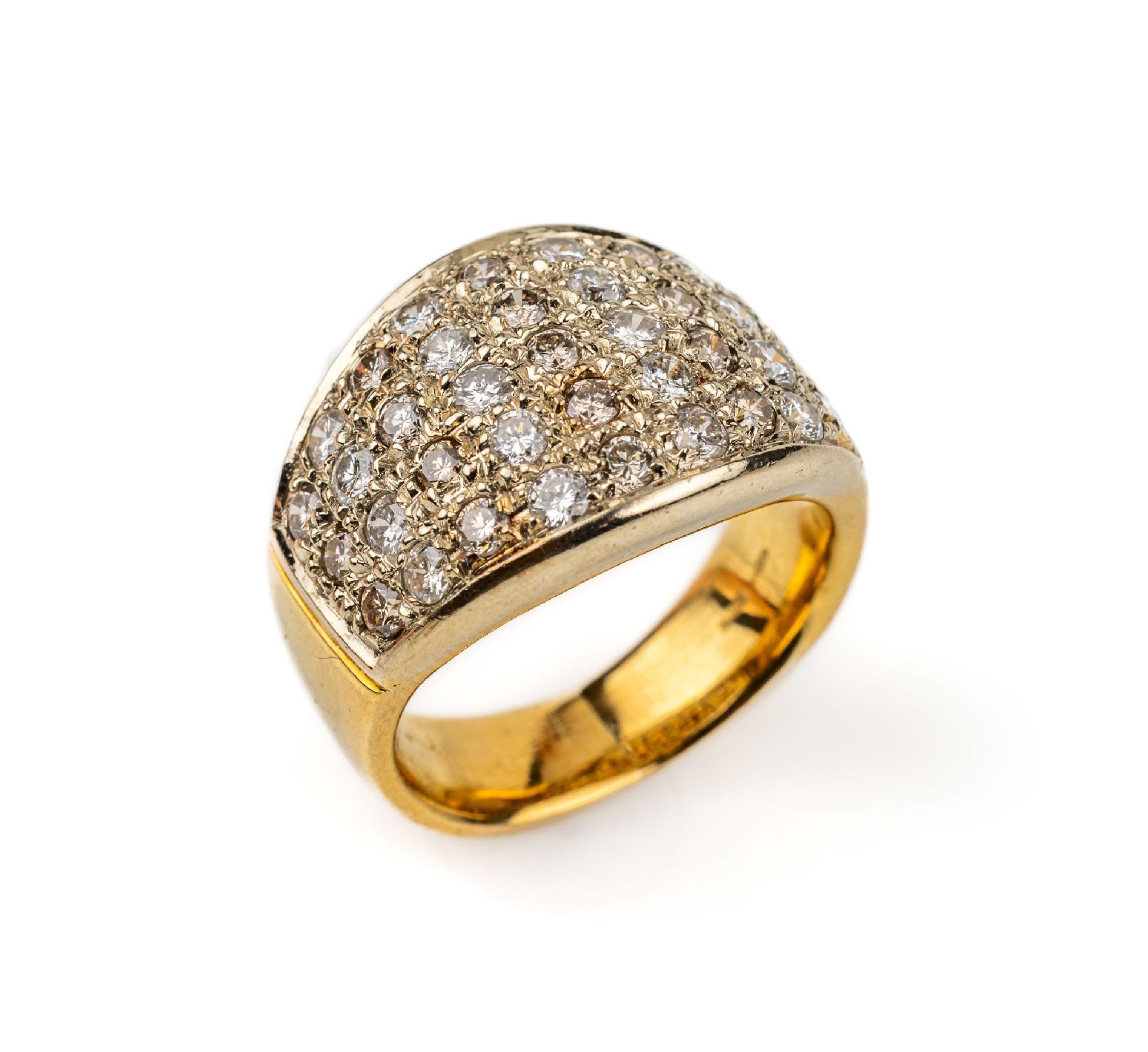 18 kt Gold Brillant-Ring,   GG 750/000, 37 Brillanten zus.