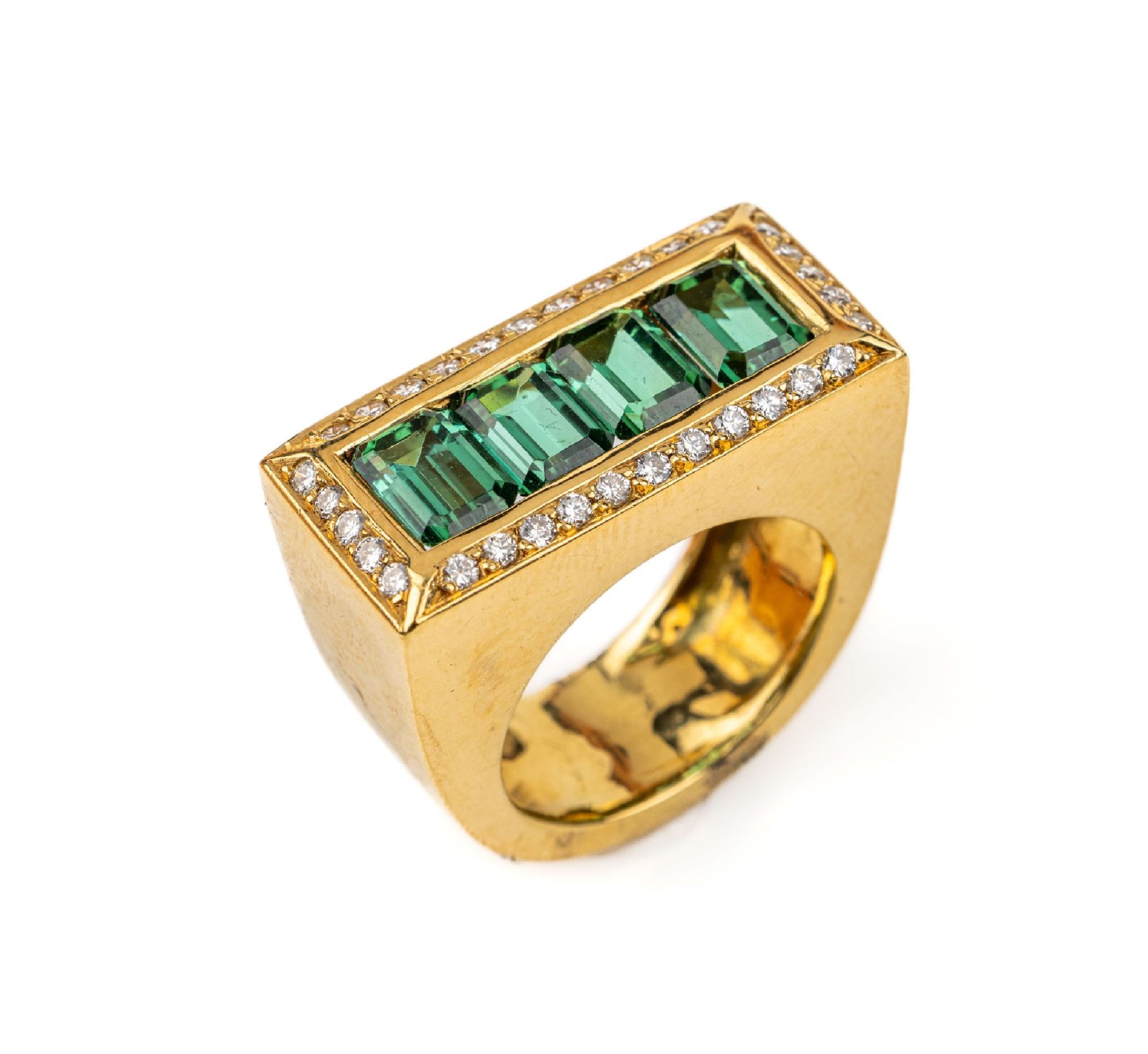 18 kt Gold Turmalin-Brillant-Ring,   GG 750/000, 4