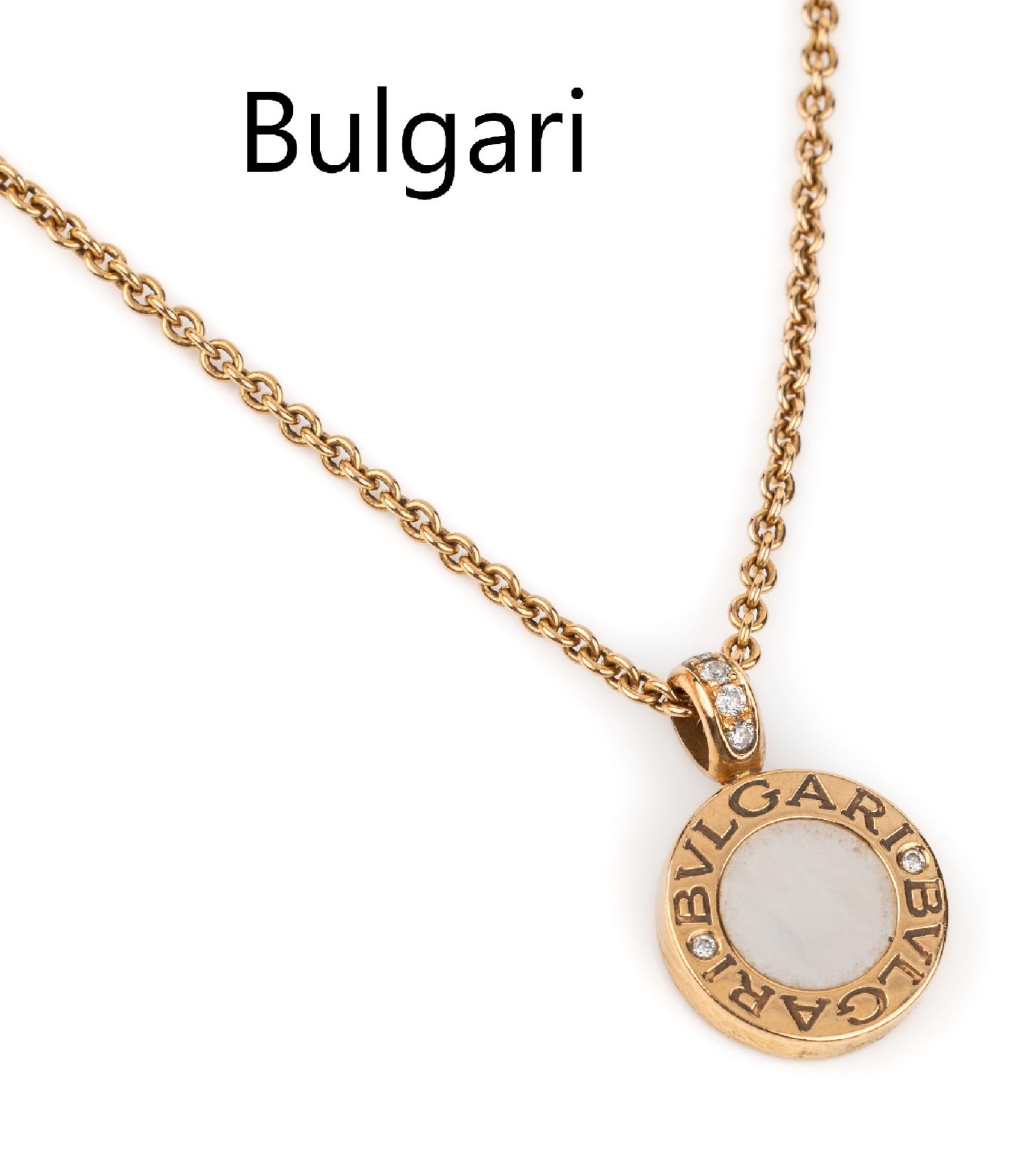 18 kt Gold BULGARI Brillant-Anhänger, an Kette,   Rose-G