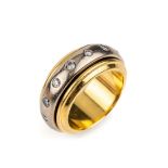 18 kt Gold Brillant-Ring,   GG/WG 750/000, Mittelschiene
