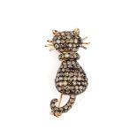 18 kt Gold Brillant-Brosche 'Katze',   RoseG 750/000,