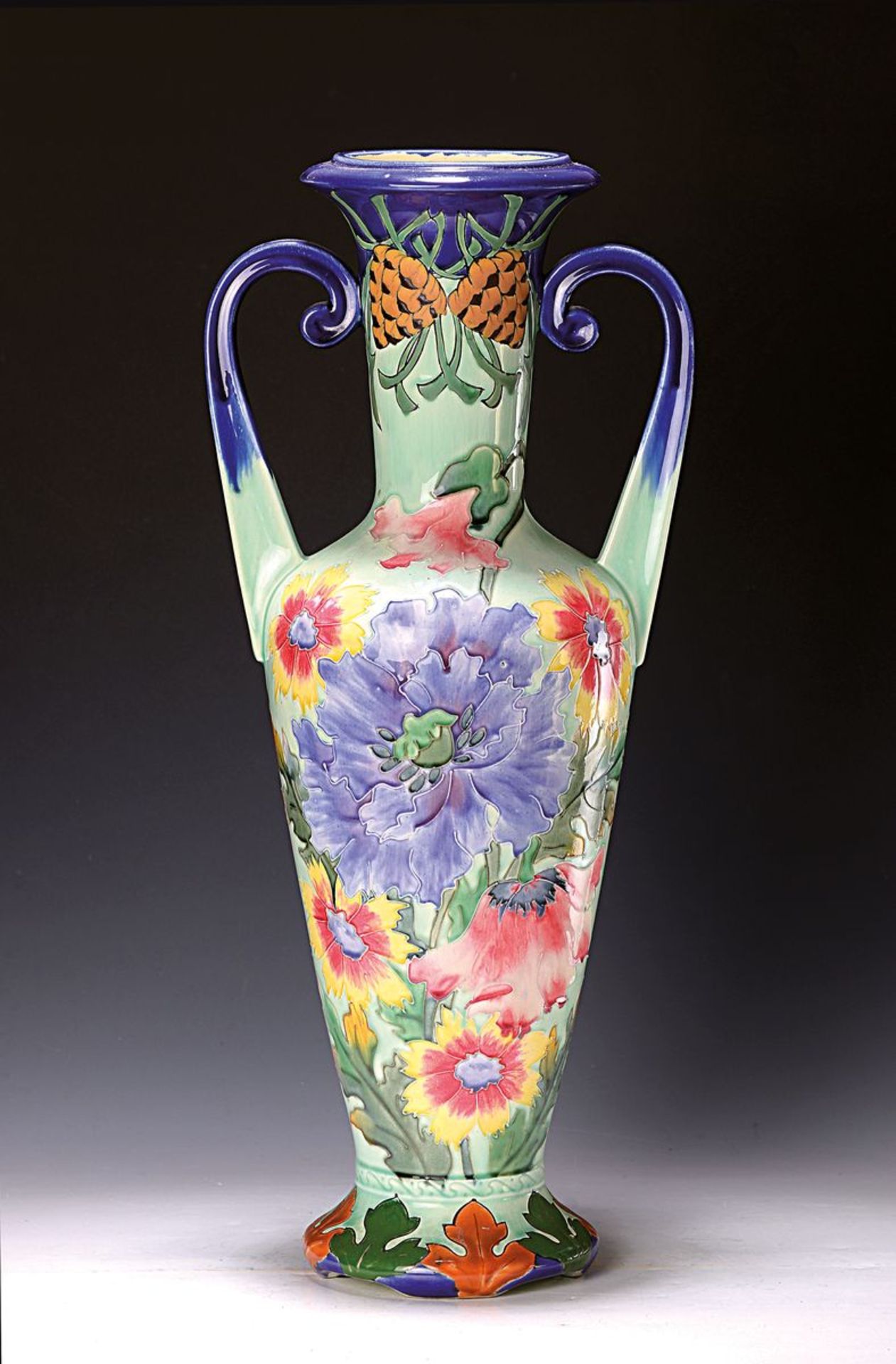 Große Doppelhenkelvase/Jugendstilvase, Frankreich um 1900,