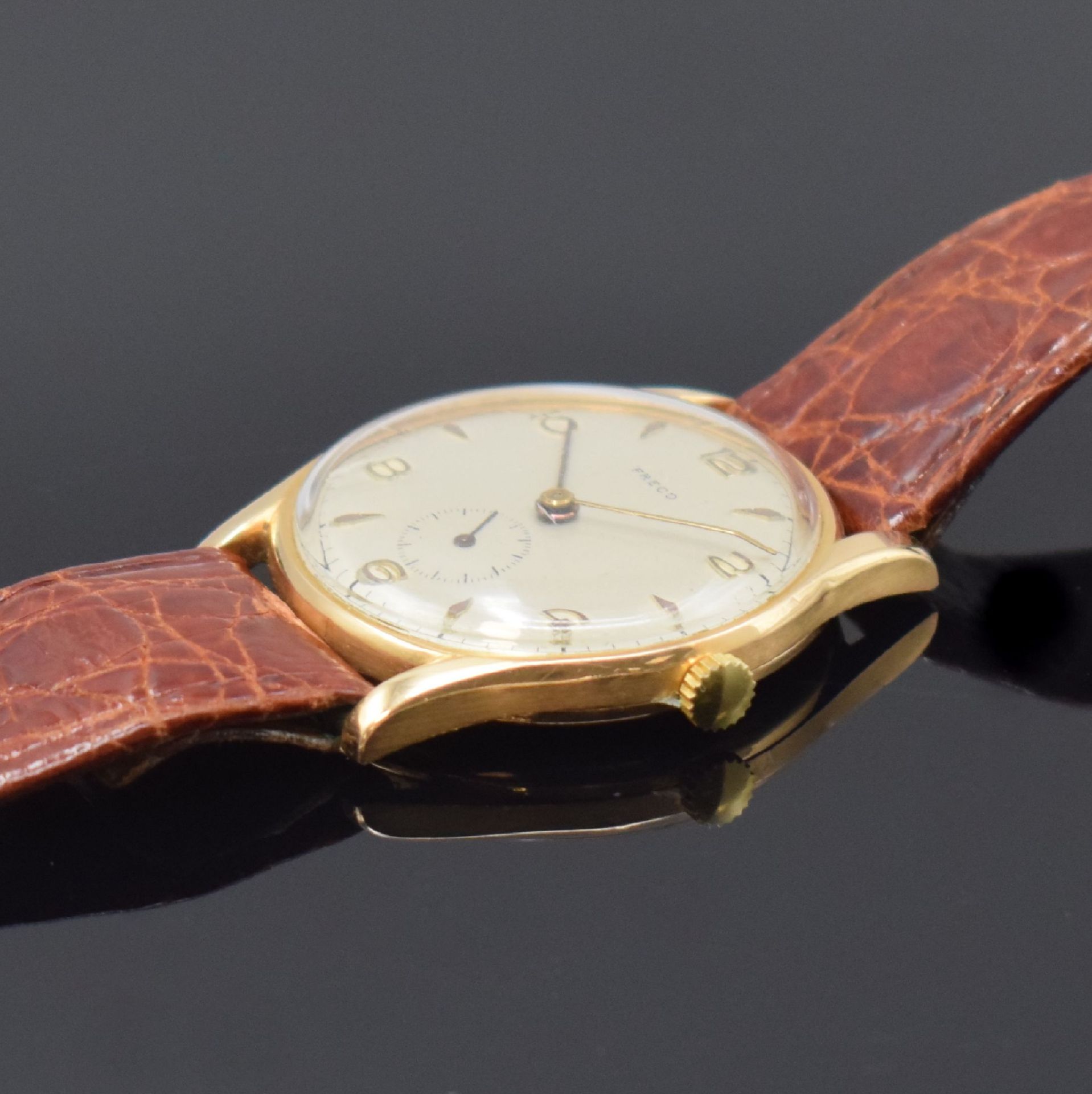 FRECO Armbanduhr in RoseG 750/000, Schweiz um 1950, - Bild 3 aus 5