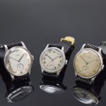 LONGINES 3 Armbanduhren in Stahl, Schweiz ca. 1942-1953,