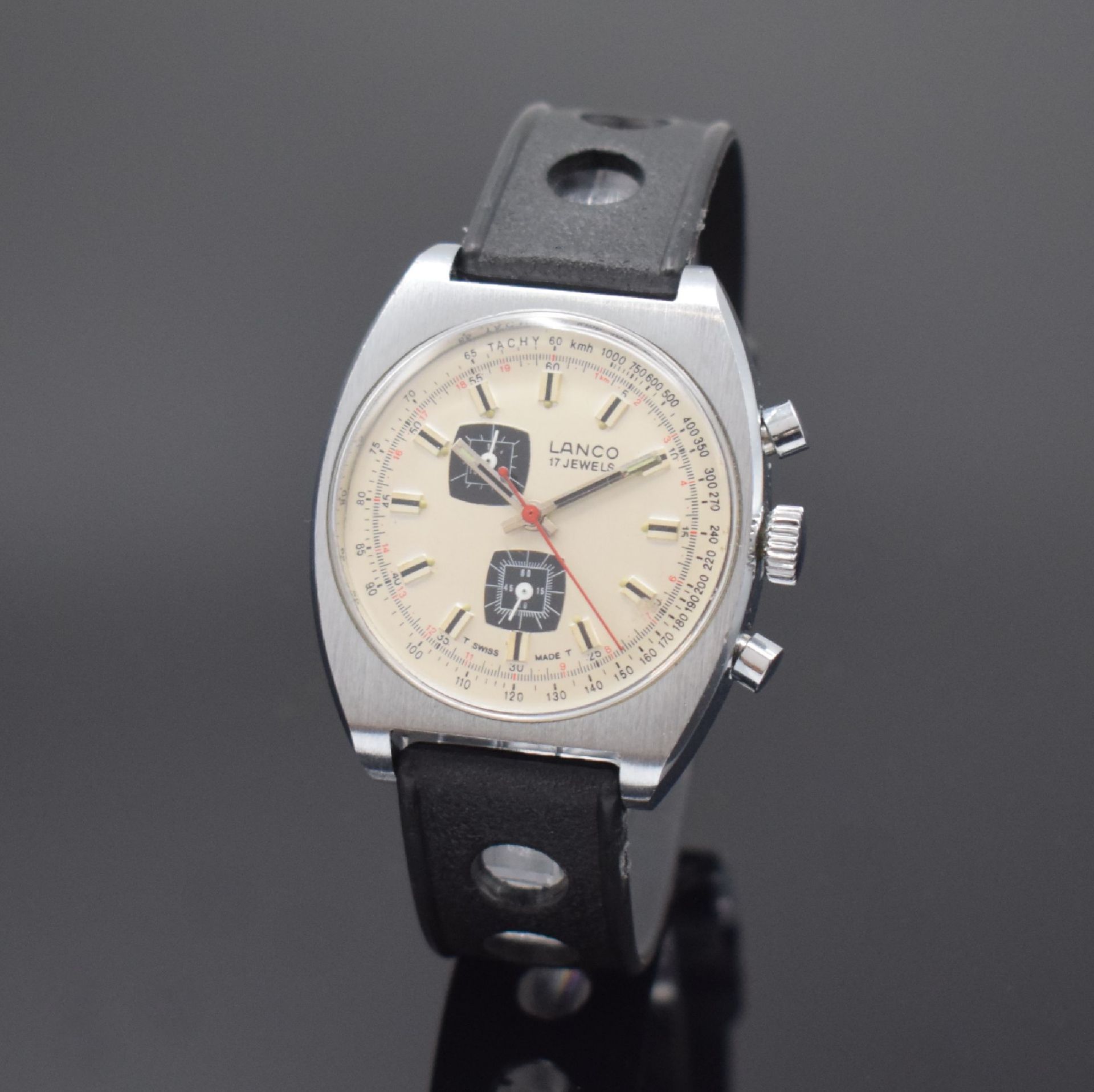 LANCO Armbandchronograph, Schweiz um 1970, Handaufzug,