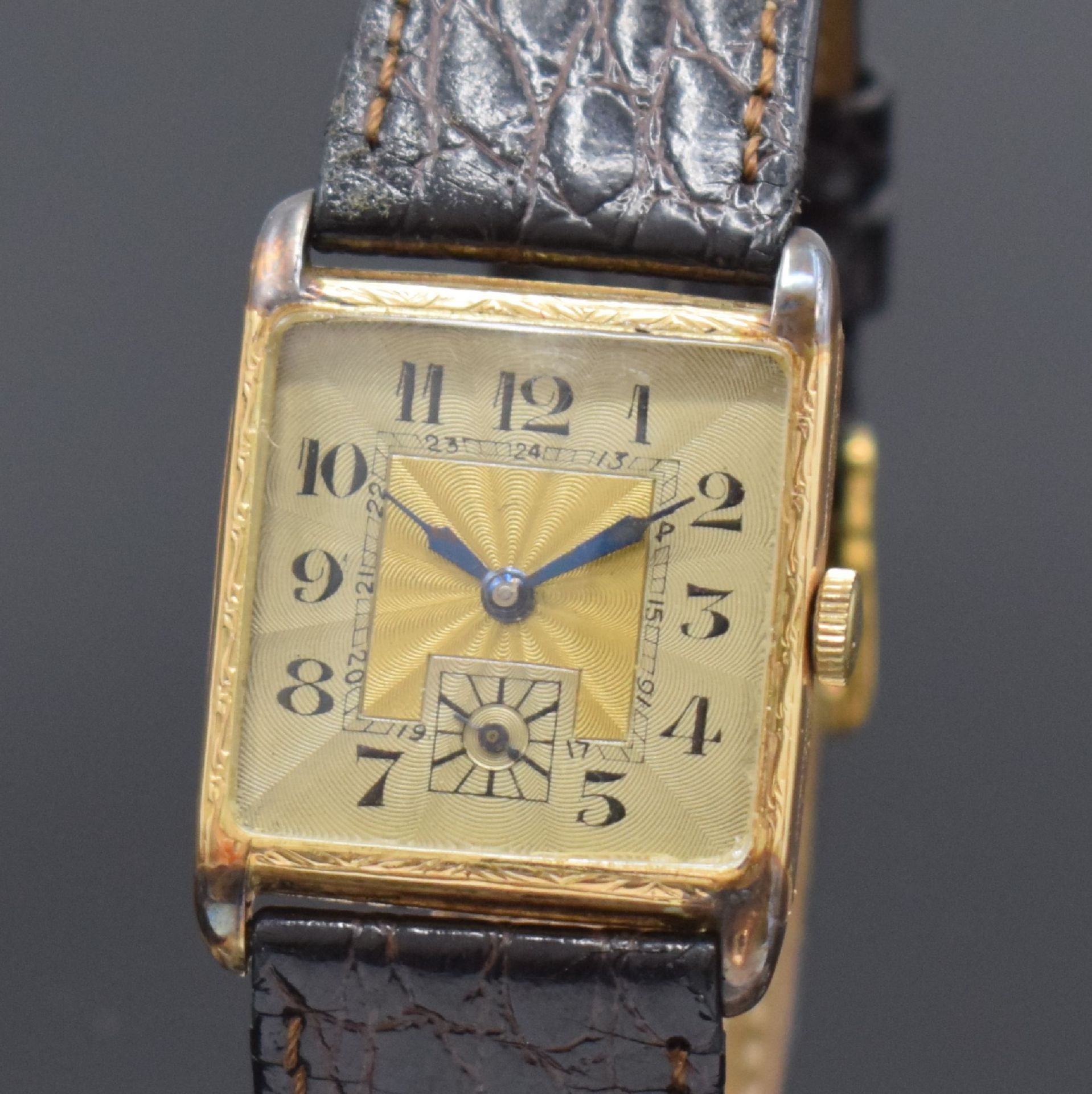 Frühe Armbanduhr in GG 585/000, Schweiz um 1920, - Bild 2 aus 5