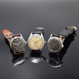 ZENITH 3 verschraubte Armbanduhren in Stahl, Schweiz um
