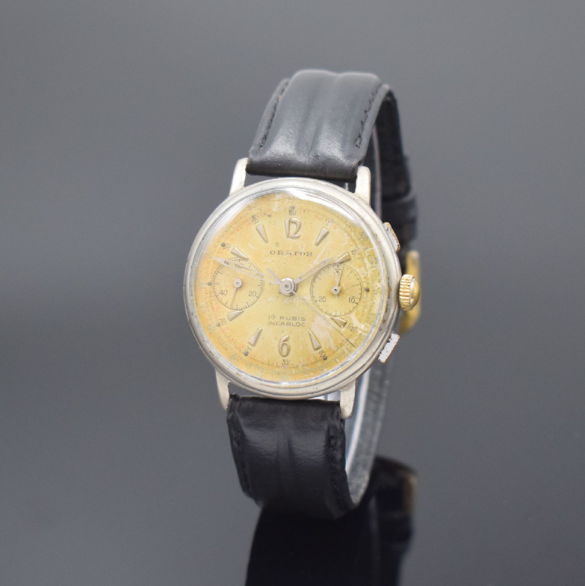 ORATOR Armbandchronograph, Schweiz um 1950, Handaufzug,