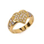 18 kt Gold Diamant-Ring 'Herz', GG 750/000, Ringkopf in