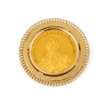 14 kt Gold Anhänger/Brosche mit Medaille, GG 585/000,