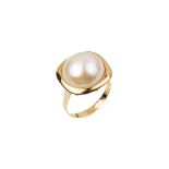 14 kt Gold Mabeperl-Ring, GG 585/000, rosef. Perle, D.