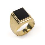 14 kt Gold Onyx-Ring, GG 585/000, rechteckige