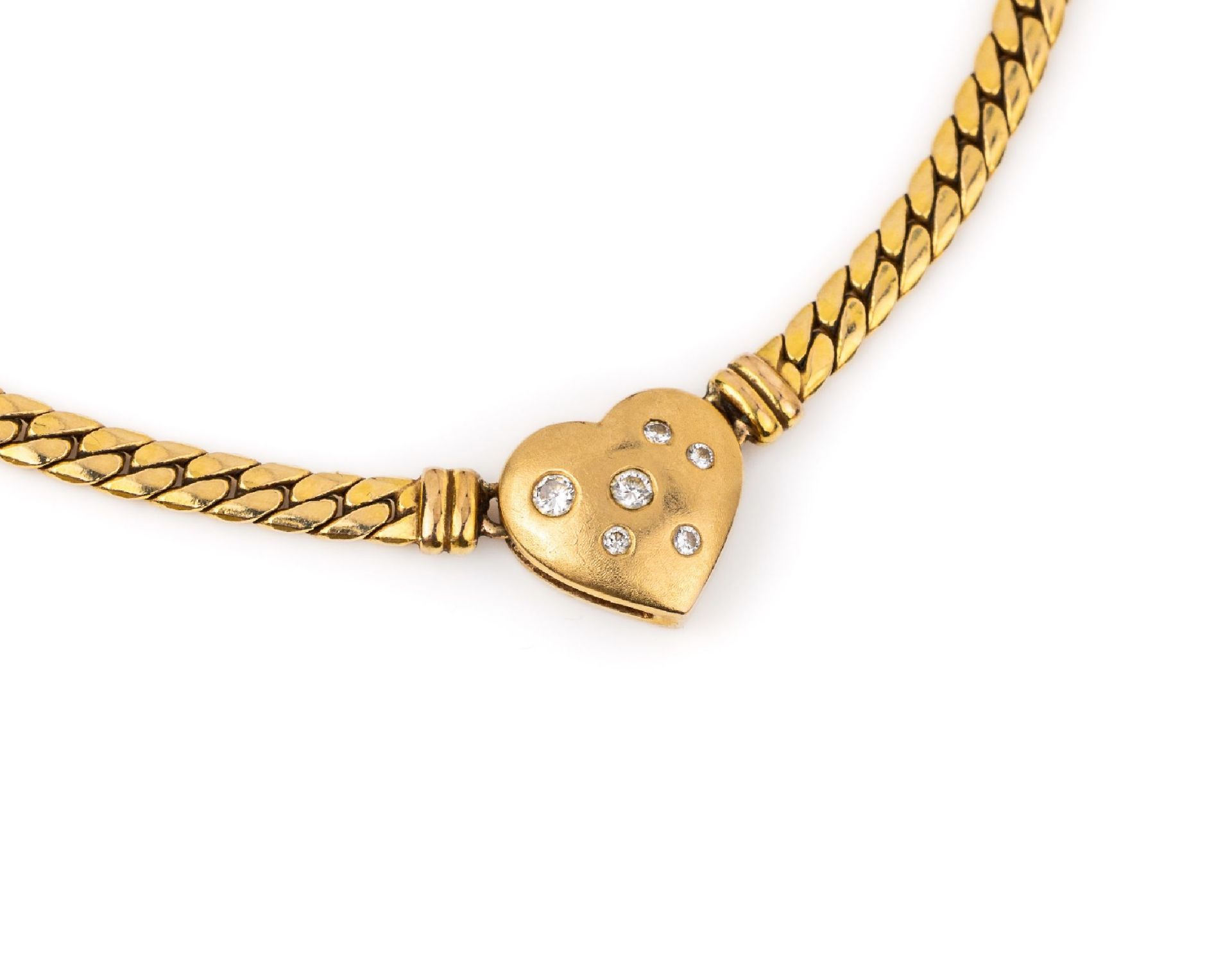 14 kt Gold Brillant-Collier, GG 585/000, Mittelteil