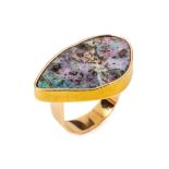 14 kt Gold Opal-Ring, GG 585/000, abstrakteGestaltung,