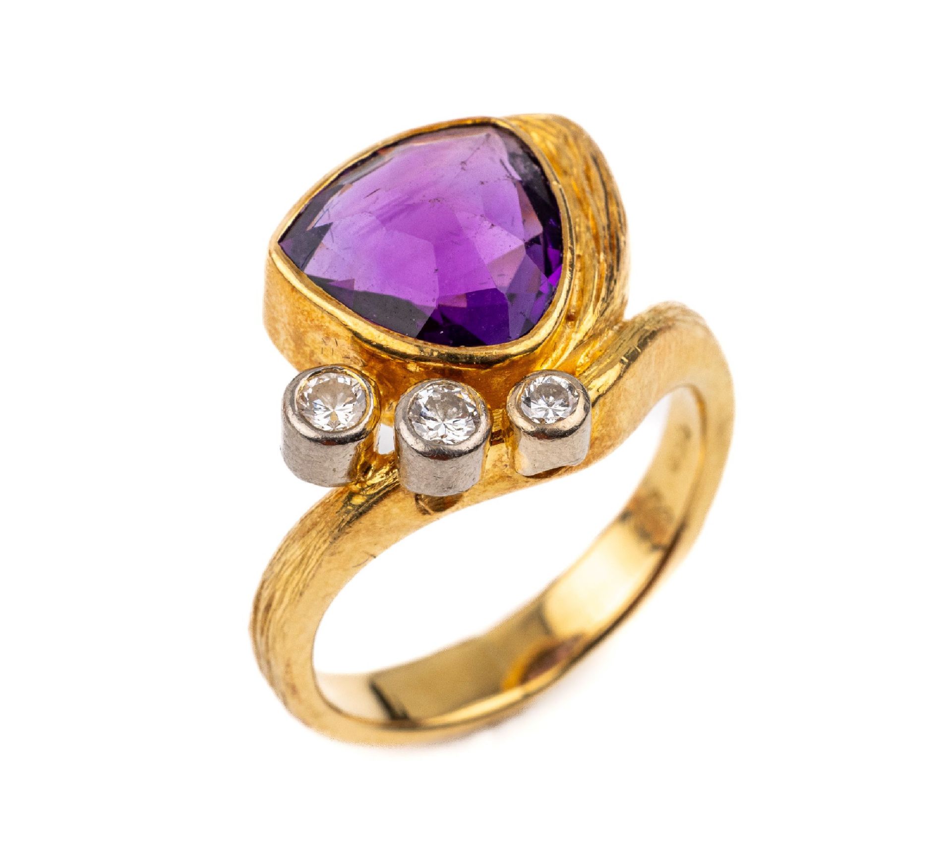 18 kt Gold Amethyst-Brillant-Ring, GG 750/000, 3