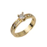 14 kt Gold Brillant-Ring, GG 585/000, mittig Brillant
