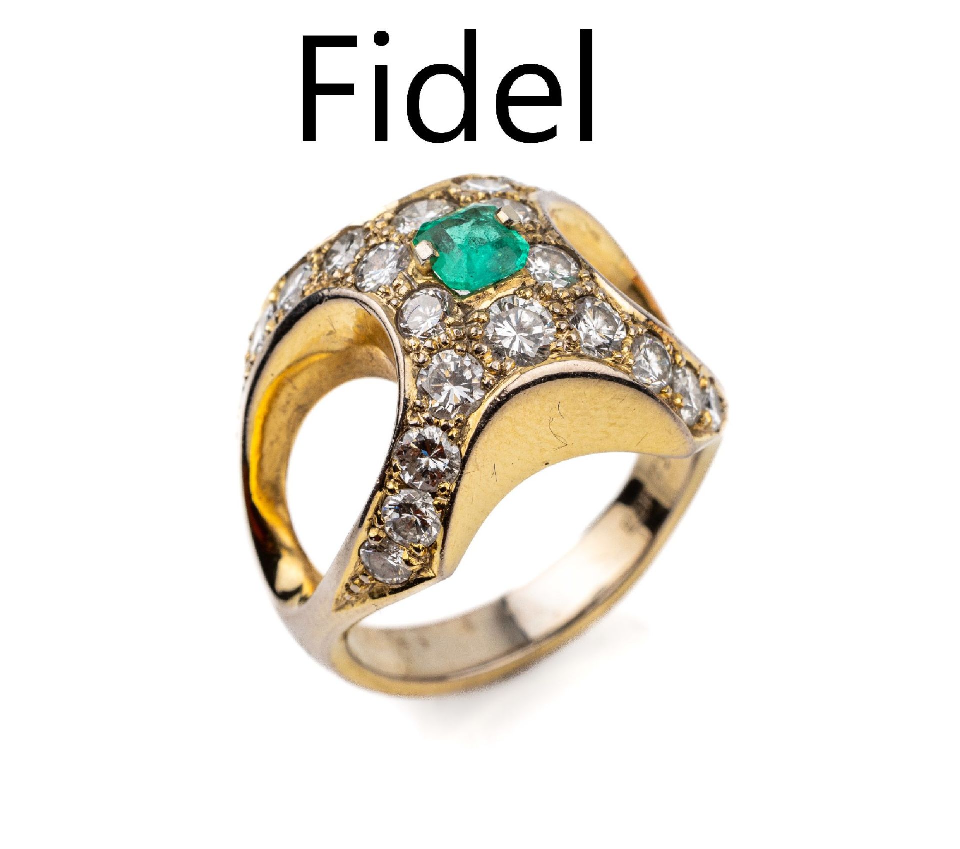18 kt Gold Smaragd-Brillant-Ring, GG 750/000, facett.