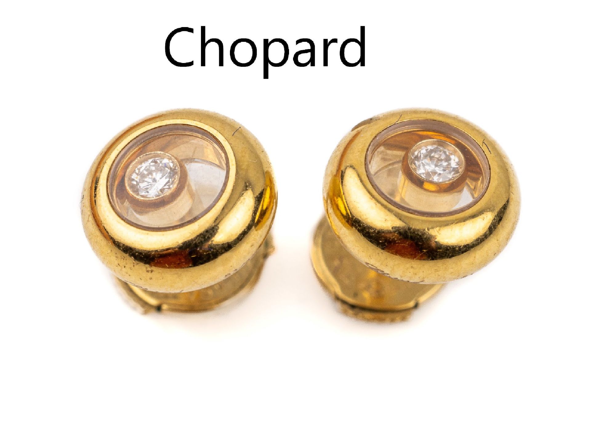 Paar 18 kt Gold CHOPARD Brillant-Ohrstecker, GG 750/000,