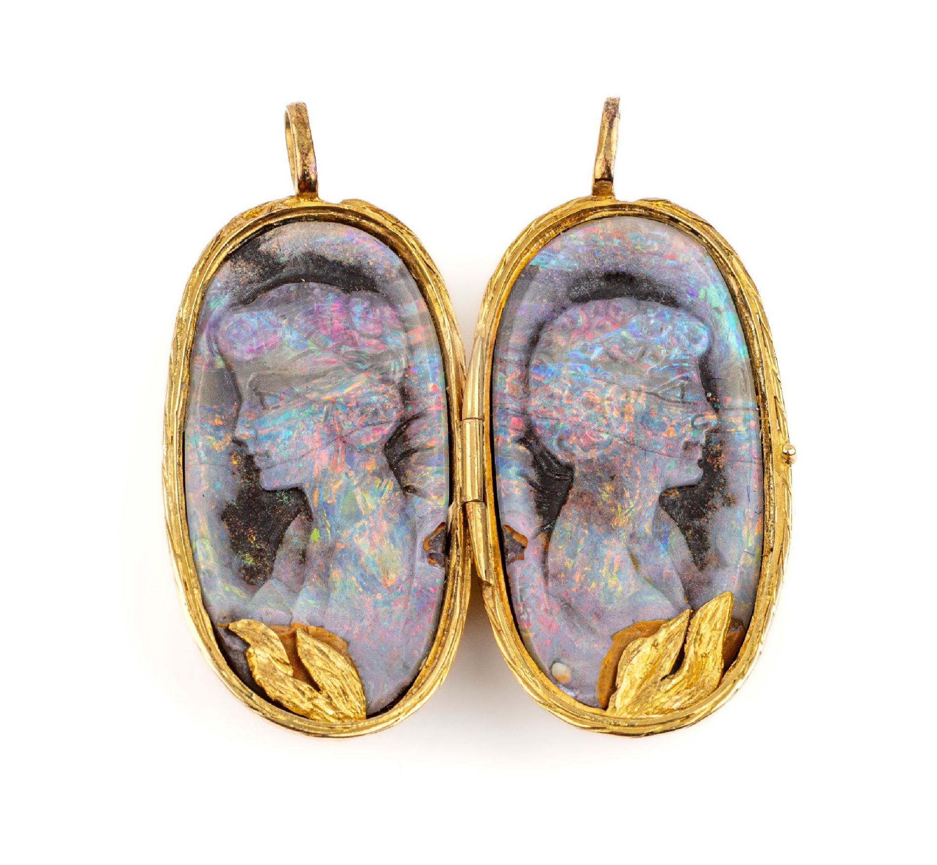 Ausgefallener 18 kt Gold Boulderopal-Anhänger, GG