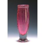 Künstlervase, Murano, 1980er J., rosa und farbloses Glas,