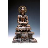 Buddha als Asket, Nordindien, um 1850, Bronzeguß,