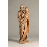 Große Heiligenfigur, 2. Hälfte 19. Jh., Holz geschnitzt,