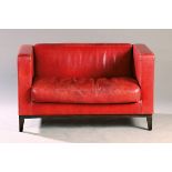 Drei kleine Vintage Sofas, Lamberti, 20. Jh., rotes Leder