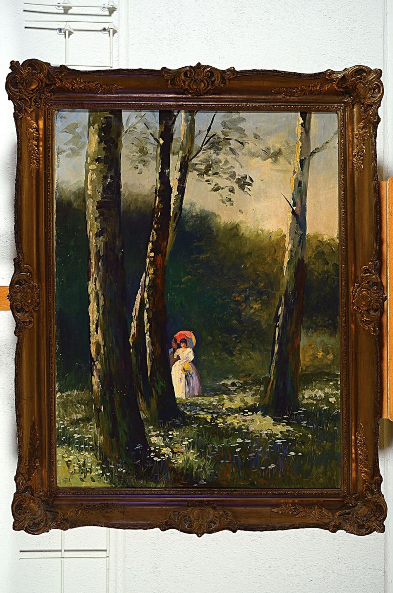 Bennett, Maler um 1900, Paar Spaziergänger am Waldrand, - Bild 3 aus 3