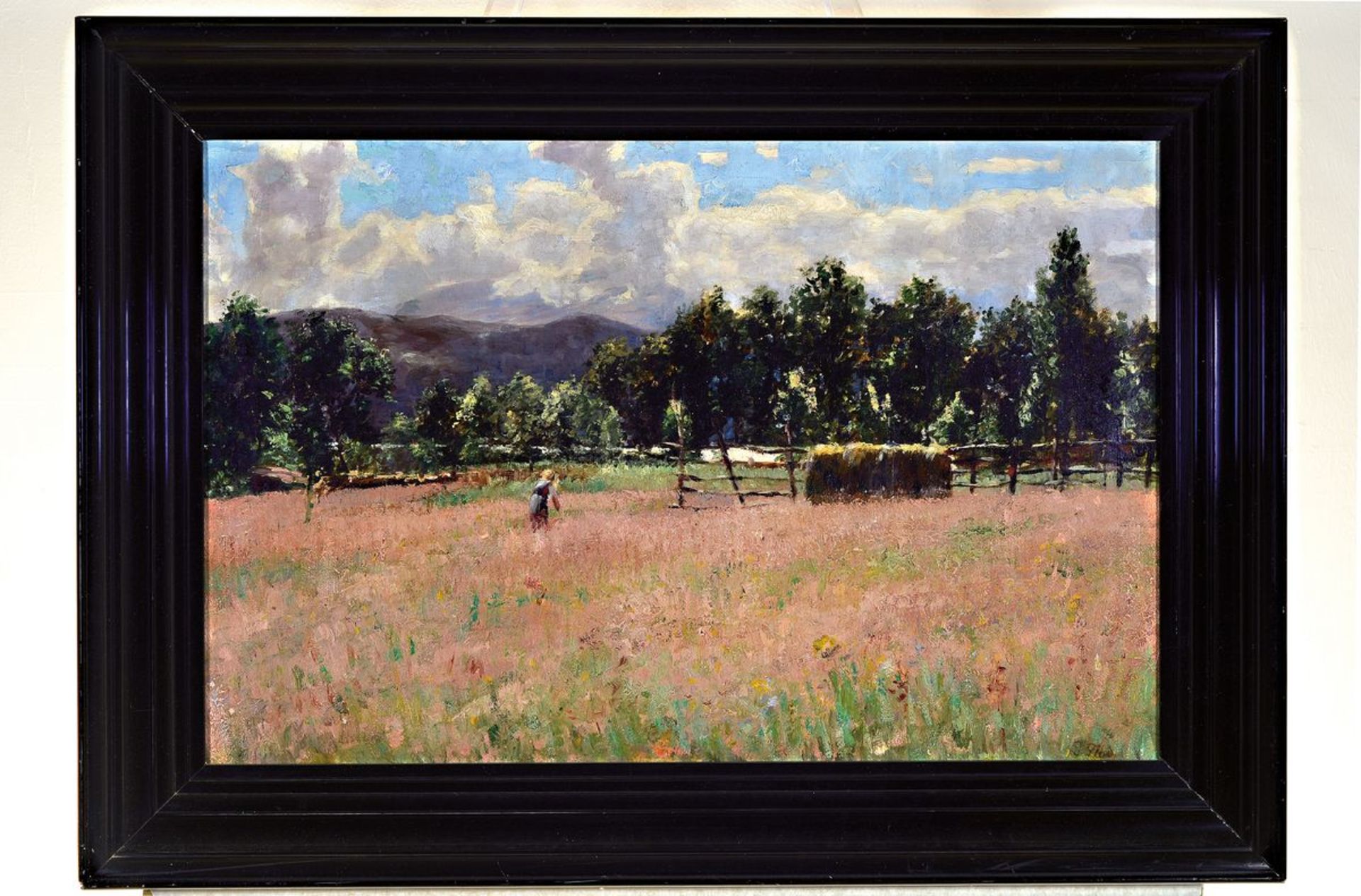 Ungedeuteter Künstler um 1900, sommerliche Landschaft mit - Bild 2 aus 6