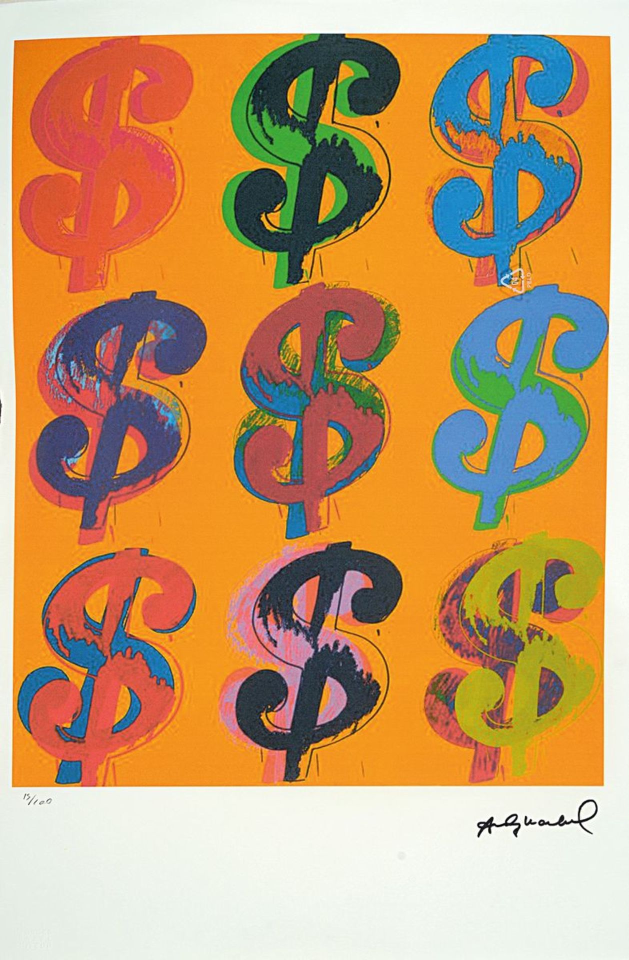 Nach Andy Warhol (1928-1987), Lithographie,'Dollar Sign