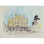 Christian Bayer, 1883-1967, Aquarell, 'Milano, Piazza del