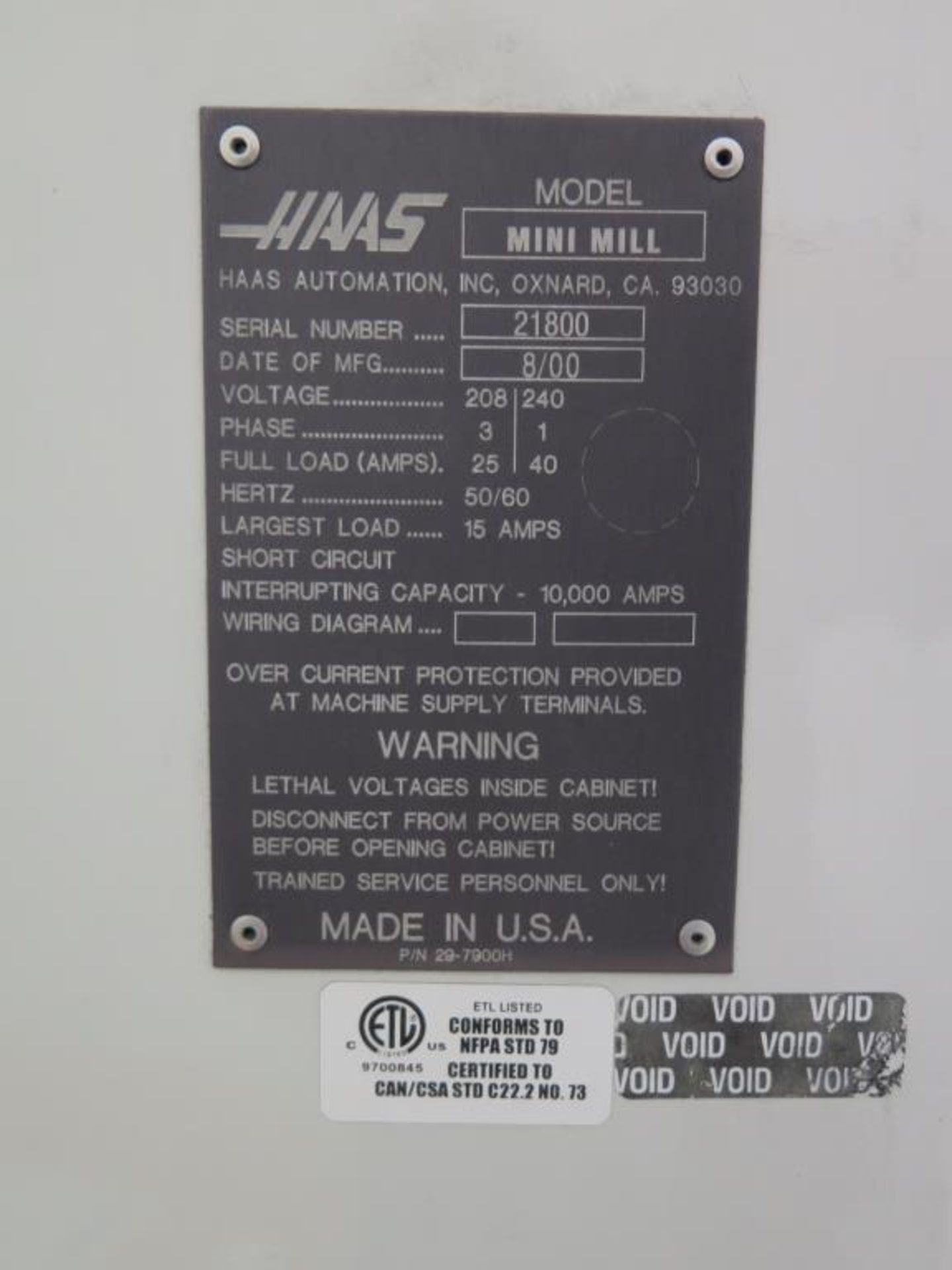 Haas Mini Mill CNC Vertical Machining Center - Image 4 of 14