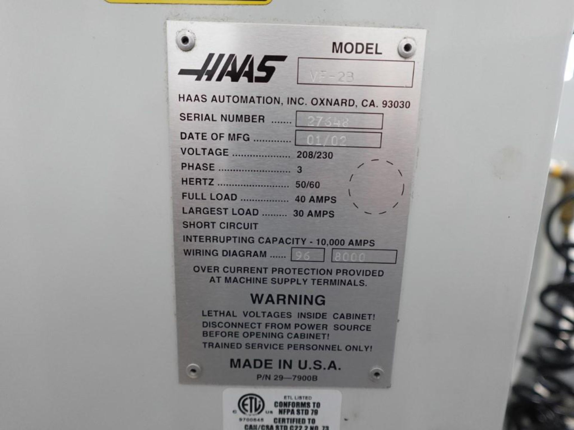 Haas VF-2B CNC Vertical Machining Center - Image 7 of 14