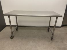 S.S Table On Wheels 66"L x 30"D