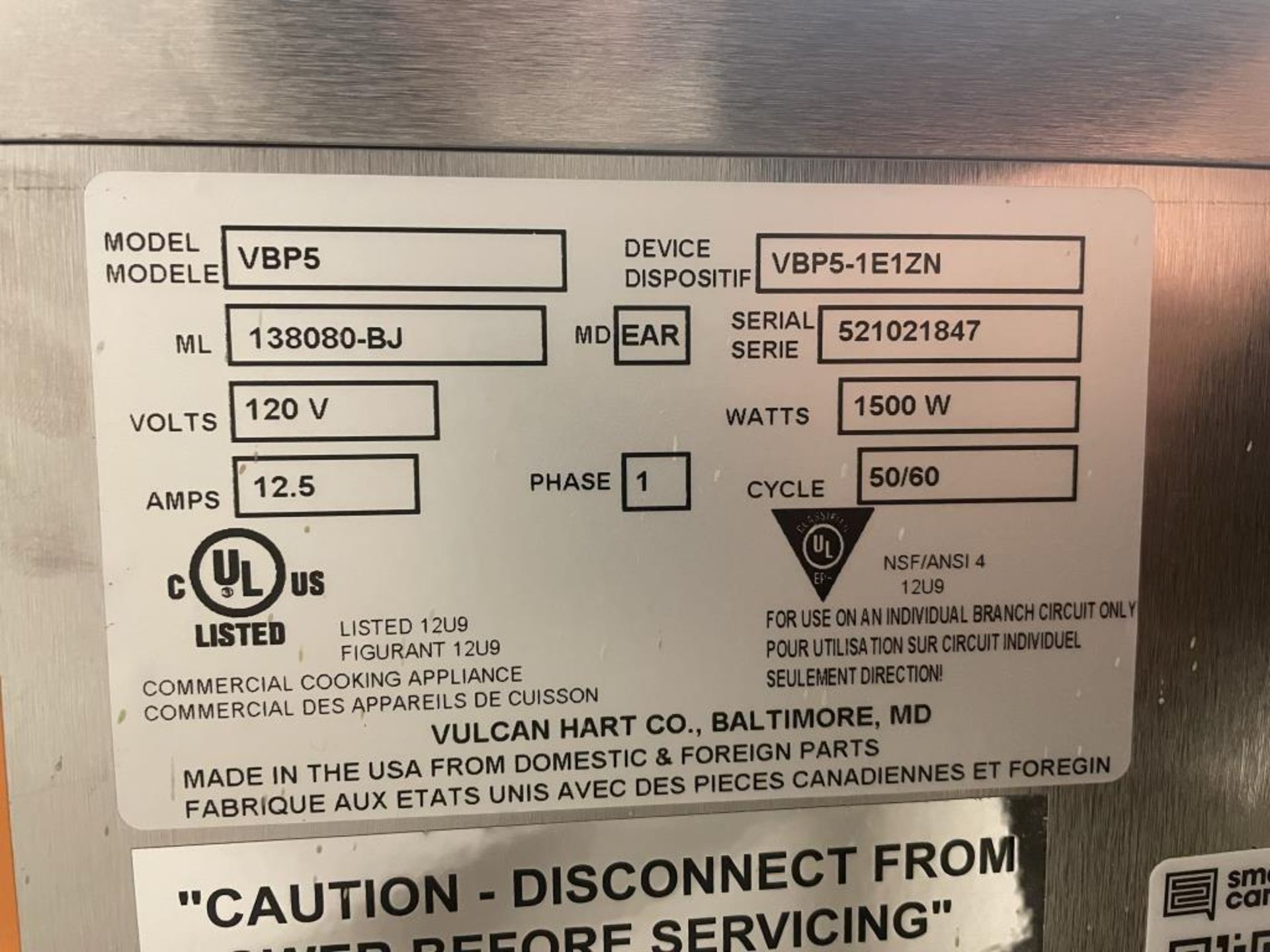 Vulcan VBP5 Undercounter Mobile Heated Cabinet - Image 4 of 5