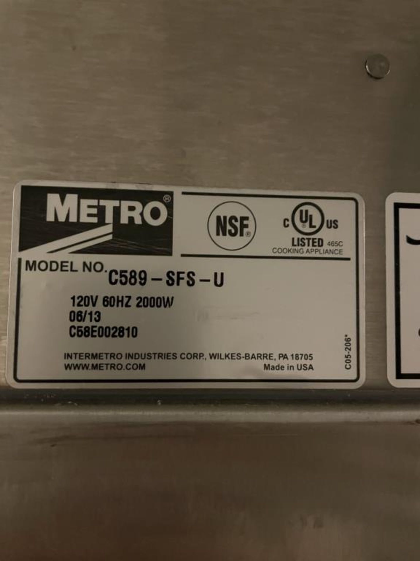 Metro C589-SFS-U 8 Series Insulated Reach-In Holding Cabinet - Image 2 of 5