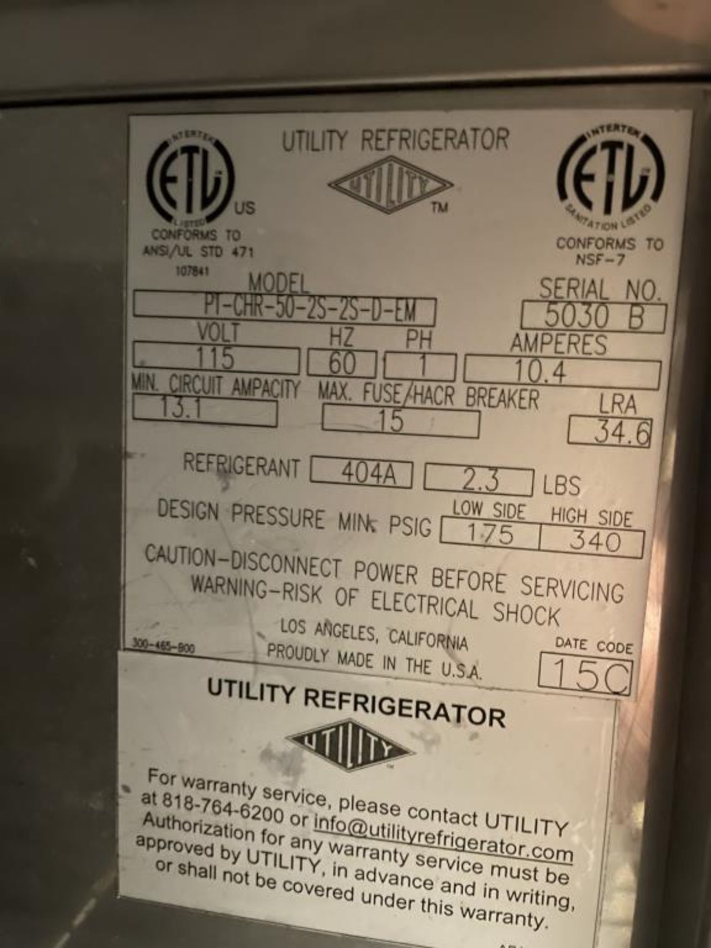 Utility pt-chr-50 Counter Height Two-Section Refrigerator - Image 3 of 4