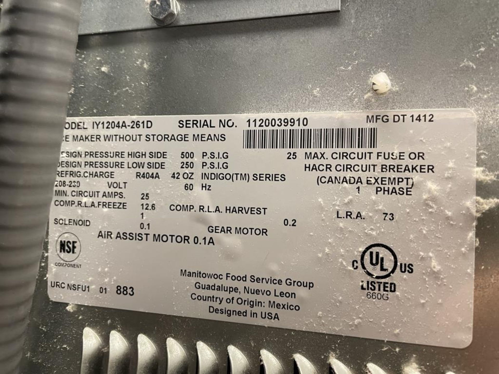 Manitowoc Ice Machine IY1204A-261D - Image 3 of 5