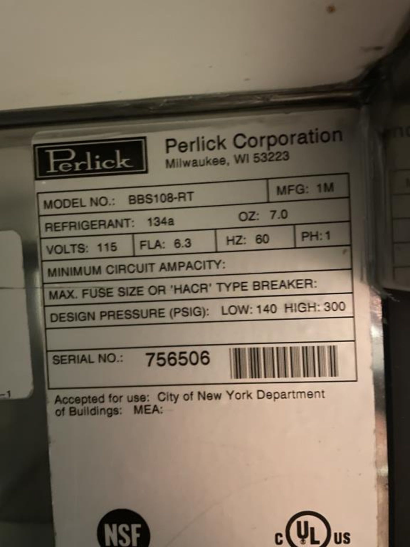 Perlick BBS108-RT S.S Back Bar Refrigerator - Image 3 of 8