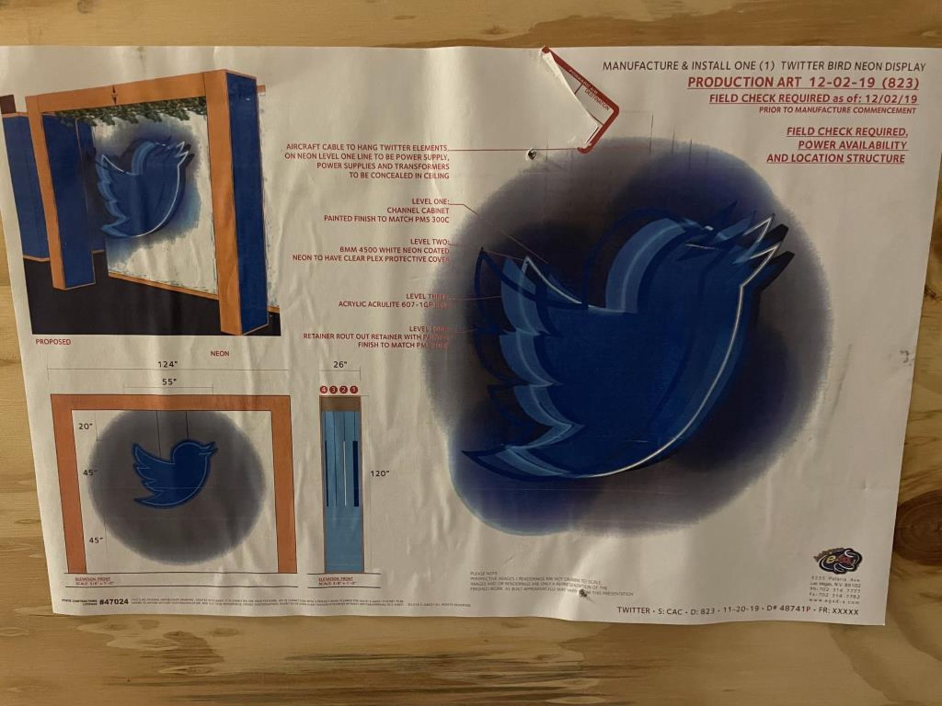 Neon Twitter Bird Light Electrical Display - Image 4 of 6
